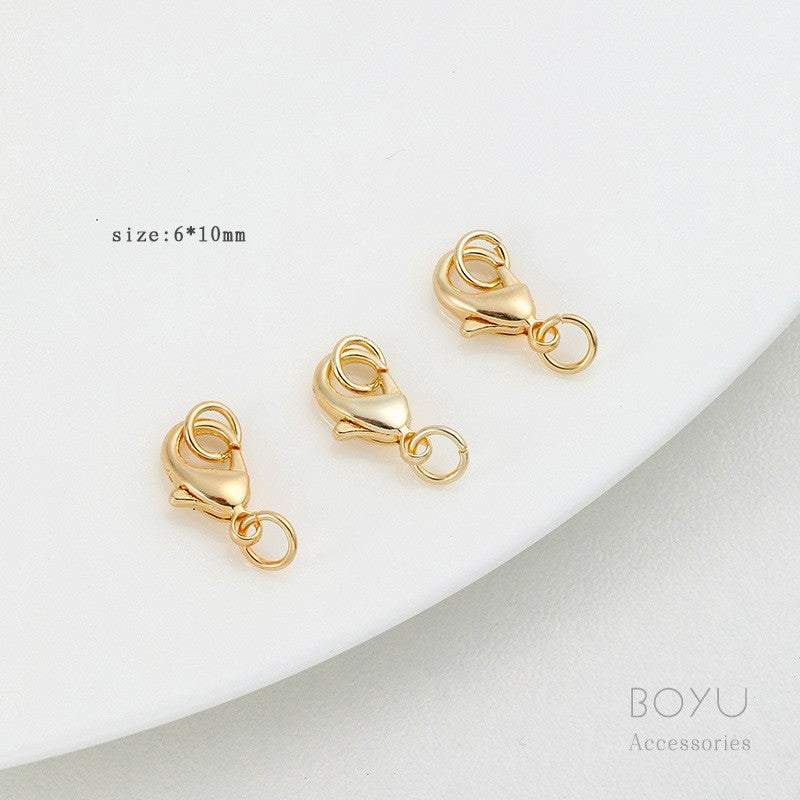 6 Mm Diameter Alloy Lobster Clasp With 18K Real Gold Plated Electroplated Finish For Jewelry Making