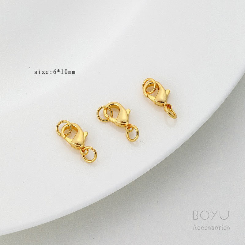 6 Mm Diameter Alloy Lobster Clasp With 18K Real Gold Plated Electroplated Finish For Jewelry Making