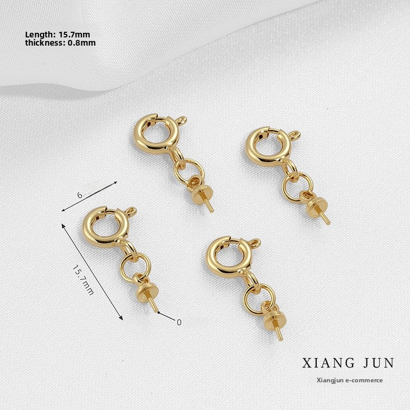 14K Gold Plated Copper Flower Bead Cap 6mm With Eye Pattern And Spring Ring Trigger Clasp, 1 PCS