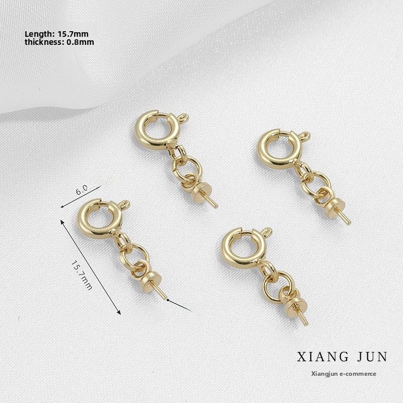 14K Gold Plated Copper Flower Bead Cap 6mm With Eye Pattern And Spring Ring Trigger Clasp, 1 PCS