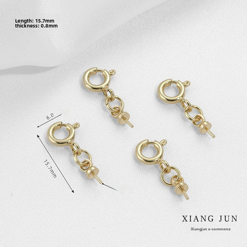 14K Gold Plated Copper Flower Bead Cap 6mm With Eye Pattern And Spring Ring Trigger Clasp, 1 PCS