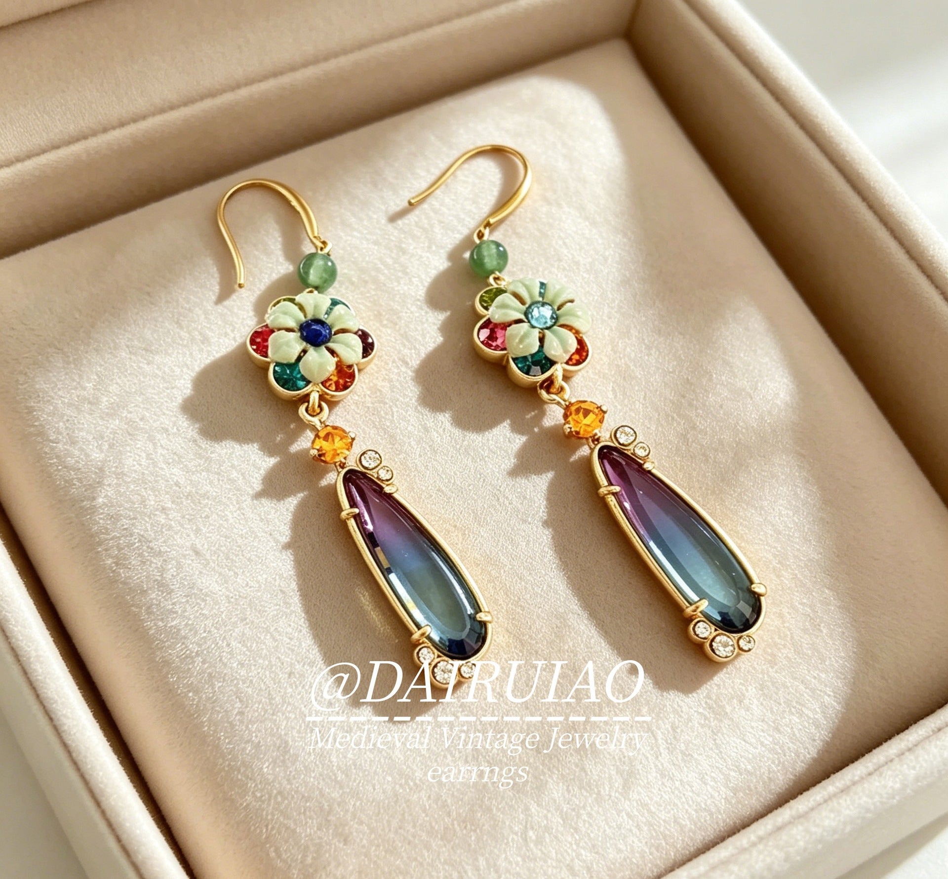 Flowers Earrings For Women Featuring Enamel Craft And Zircon Inlay, Alloy Material With 925 Sterling Silver Ear Pins In Colour
