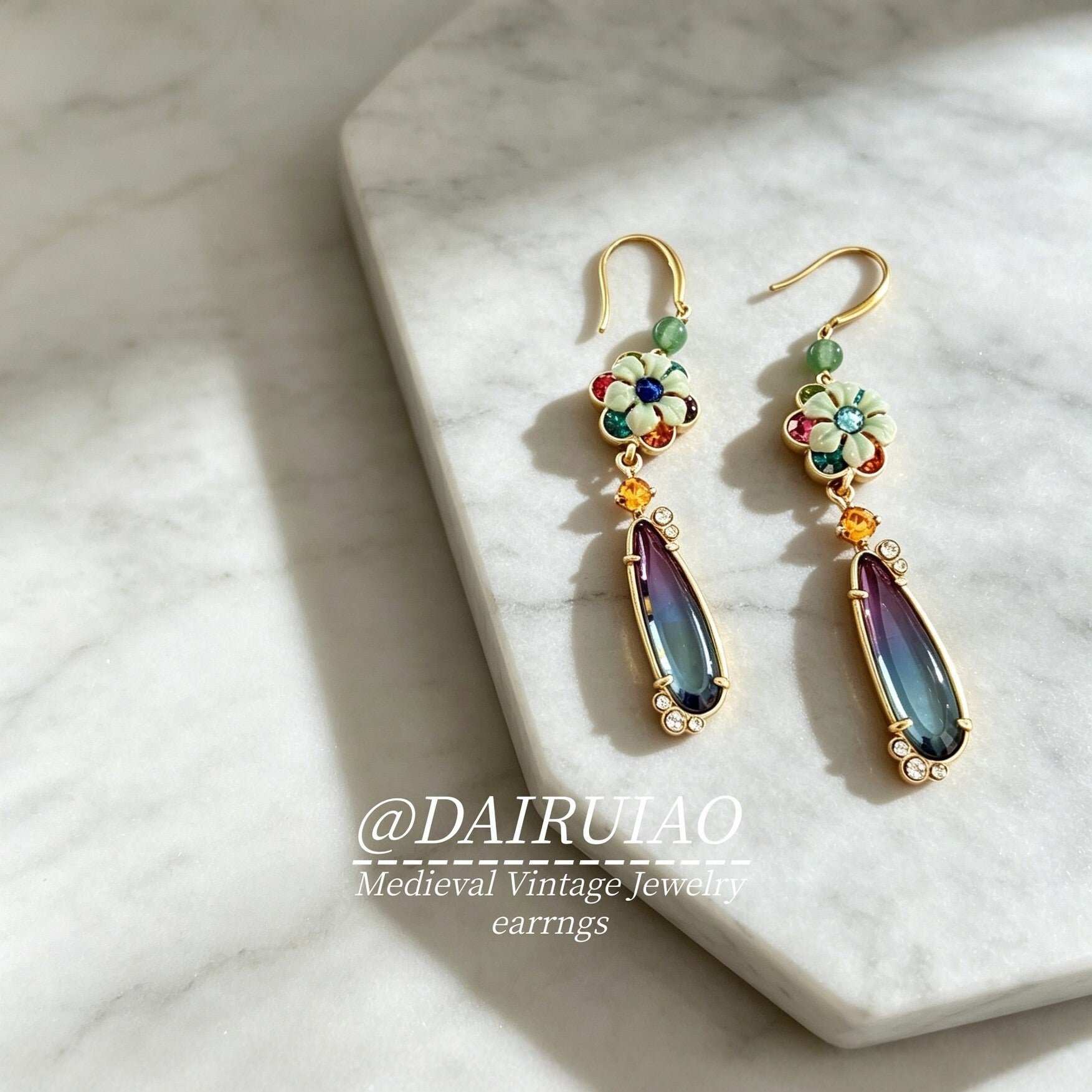 Flowers Earrings For Women Featuring Enamel Craft And Zircon Inlay, Alloy Material With 925 Sterling Silver Ear Pins In Colour
