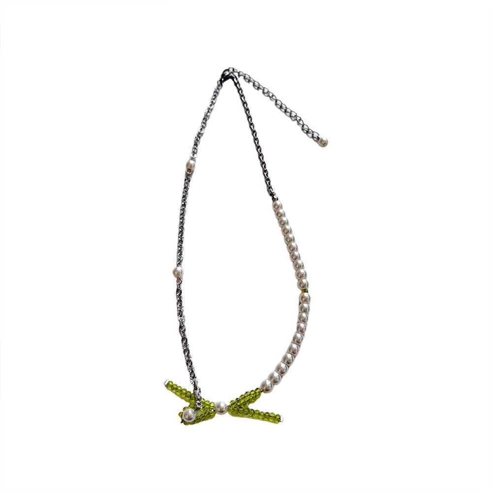 Apple Beading Pendant Necklace For Women In Sweet Style With Cyan Beaded Chain