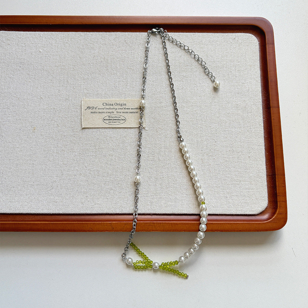 Apple Beading Pendant Necklace For Women In Sweet Style With Cyan Beaded Chain