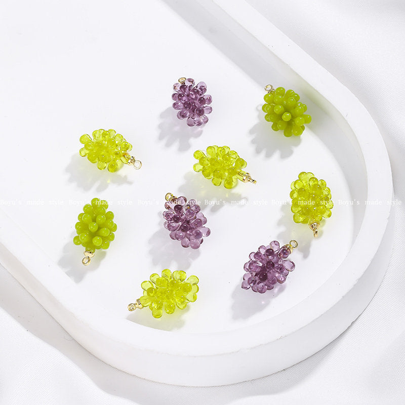 Handmade Resin Grape Pendant With 10mm+ Hole Size, 1 PCS Package, Cute Jewelry Accessory