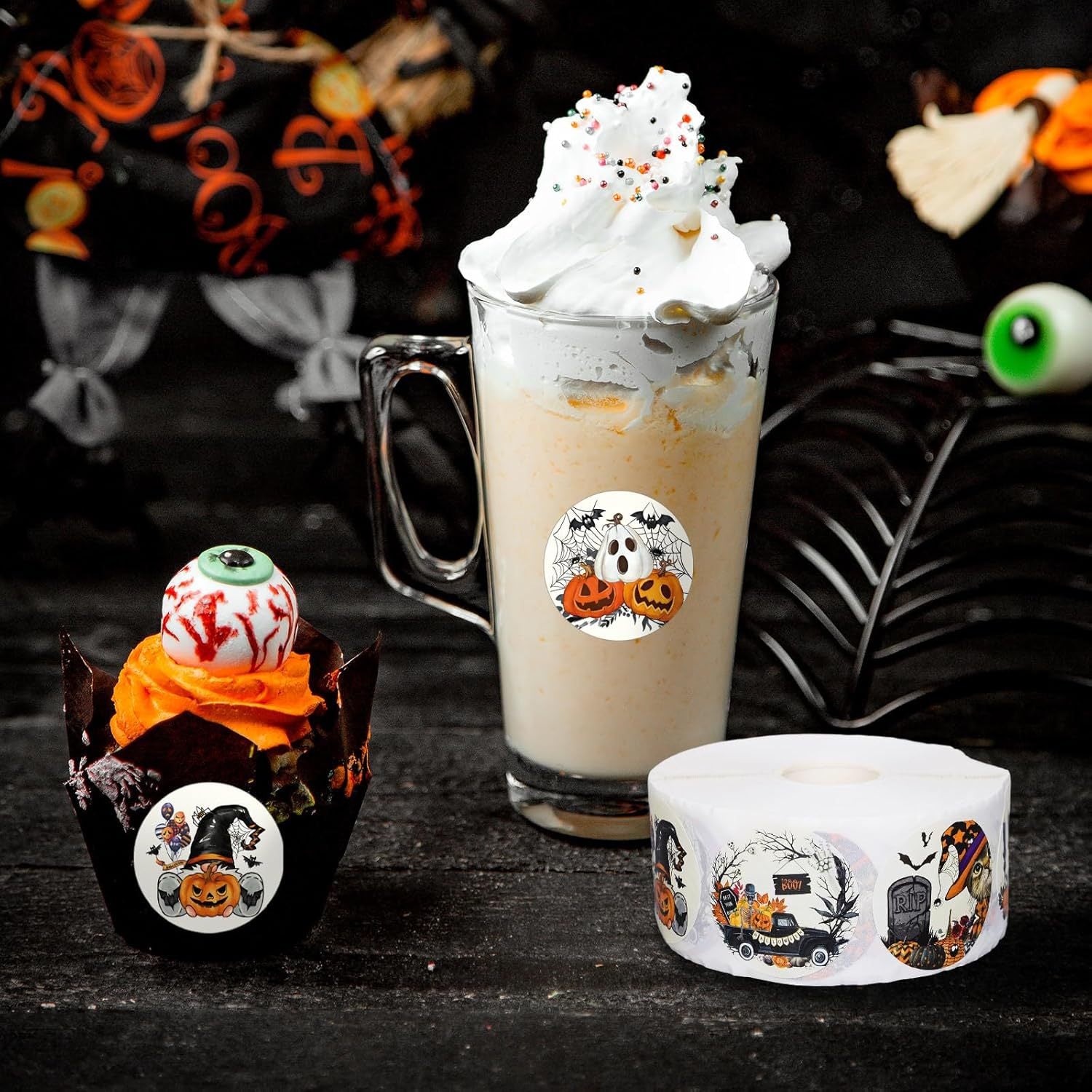 Halloween Graffiti Stickers In 1 Roll, PVC Self-Adhesive Festival Stationery For Creative Decoration