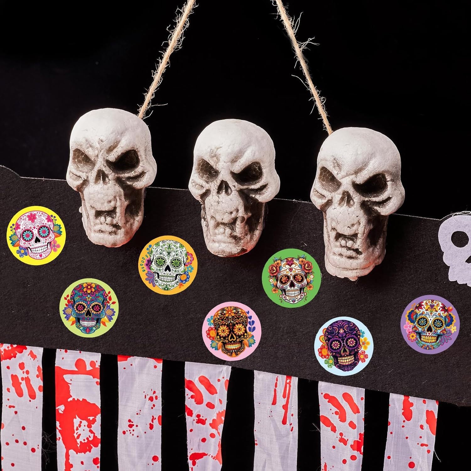 Halloween Skull Stickers For Party, PVC Self-Adhesive Decals Perfect For Halloween Decorations