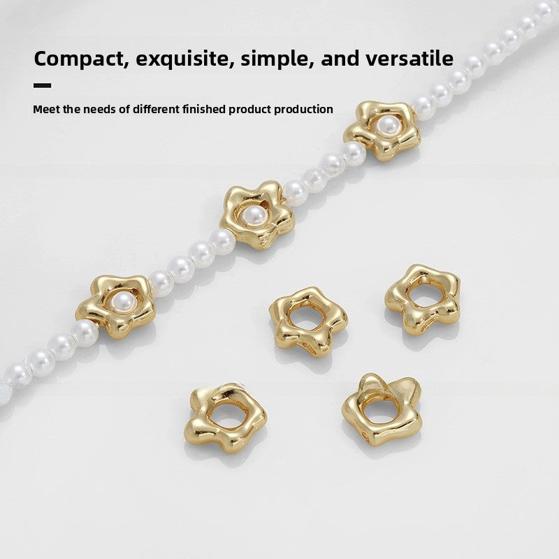 Flowers Copper Spacer Bars With Hole Size 3~3.9mm Featuring Electroplated 14K Real Gold Plated Finish, 1 PCS Package