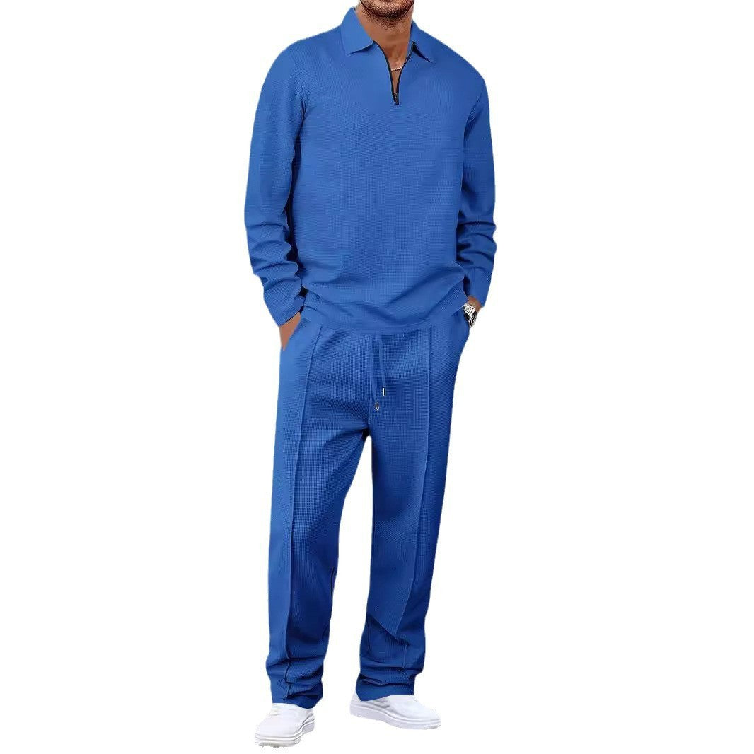 Men's Casual Stripe T-shirt Co-ord Set In White Polyester With Zipper Detail For Casual Wear