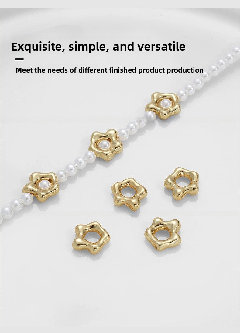 Flowers Copper Spacer Bars With Hole Size 3~3.9mm Featuring Electroplated 14K Real Gold Plated Finish, 1 PCS Package