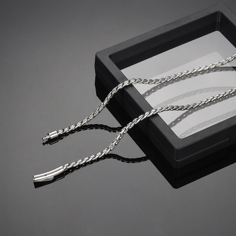 New Style Men's Fish Bone Necklace With 304 Stainless Steel Pendant And Waterproof Non Tarnish Foxtail Chain