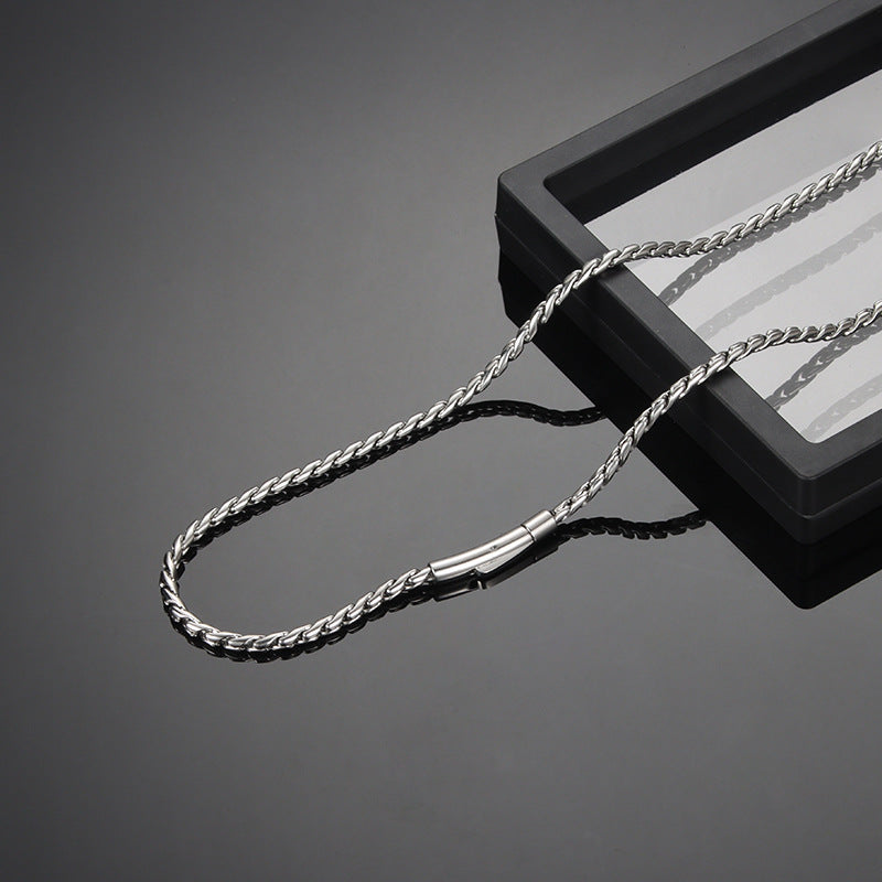 New Style Men's Fish Bone Necklace With 304 Stainless Steel Pendant And Waterproof Non Tarnish Foxtail Chain