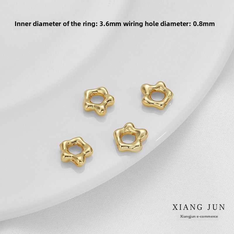 Flowers Copper Spacer Bars With Hole Size 3~3.9mm Featuring Electroplated 14K Real Gold Plated Finish, 1 PCS Package