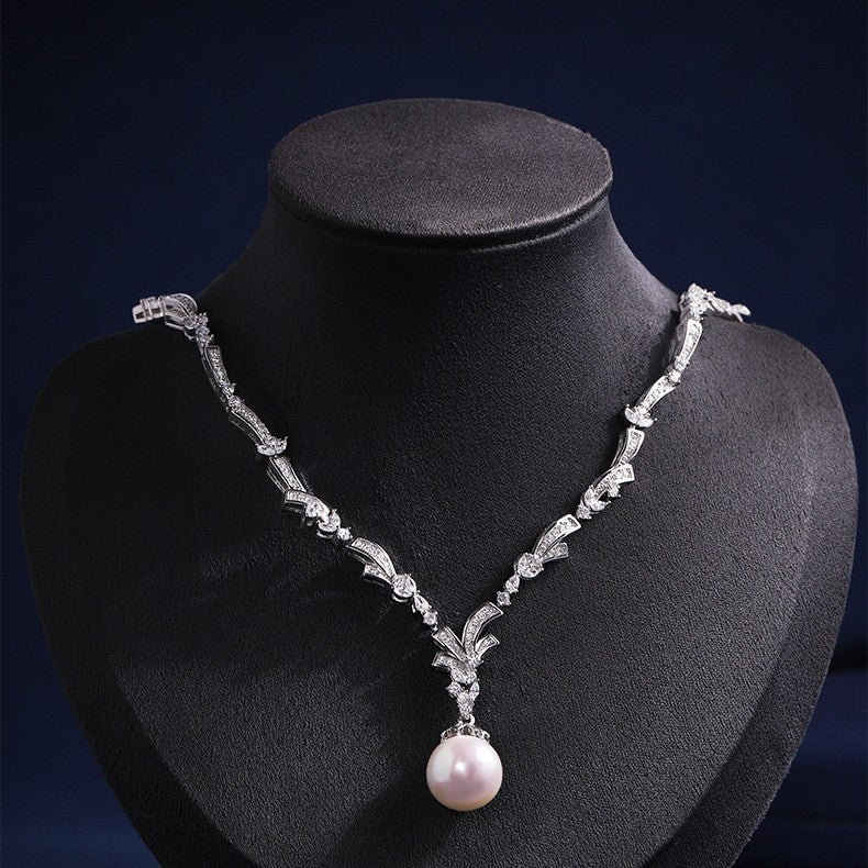 Freshwater Pearl Y-Necklace Lariat Necklace For Women With Electroplated Silver Plated Beaded Chain