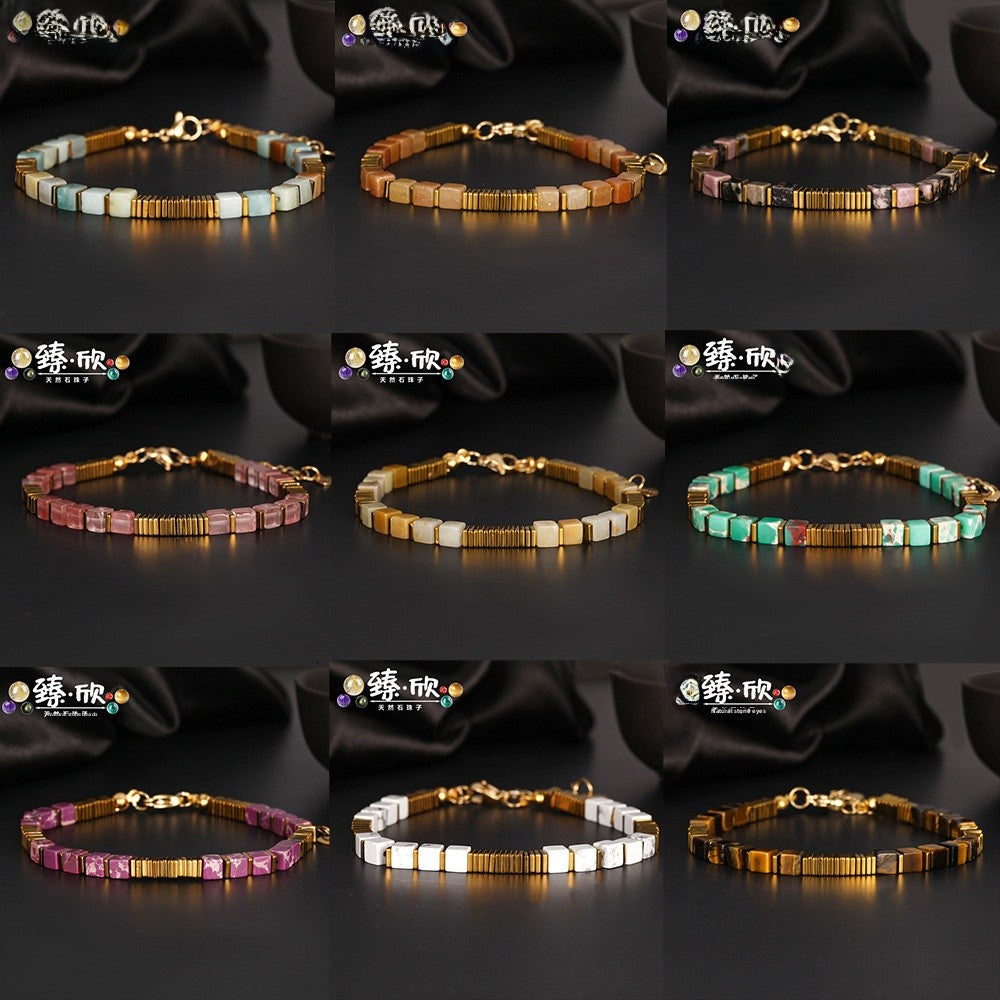 Handmade Unisex Tiger Eye Bracelets With Electroplated Golden Plated Finish