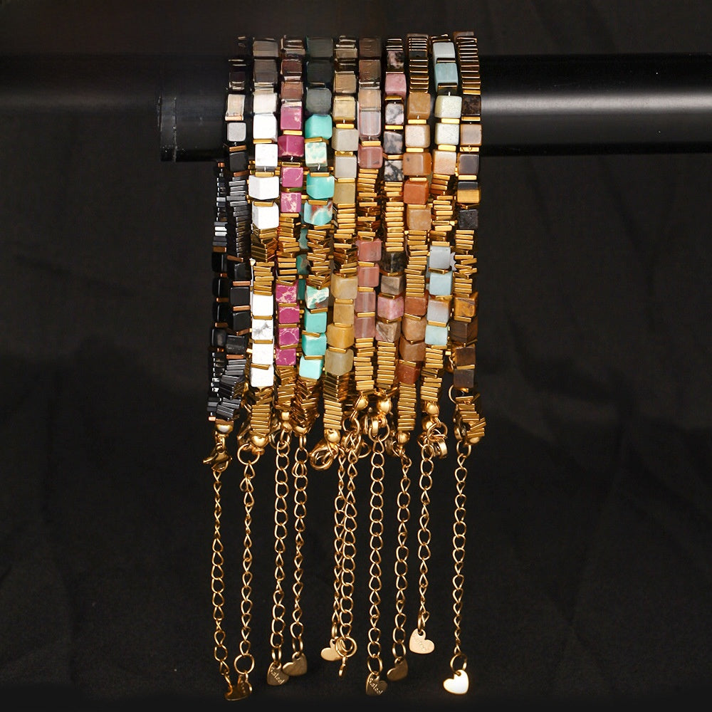 Handmade Unisex Tiger Eye Bracelets With Electroplated Golden Plated Finish