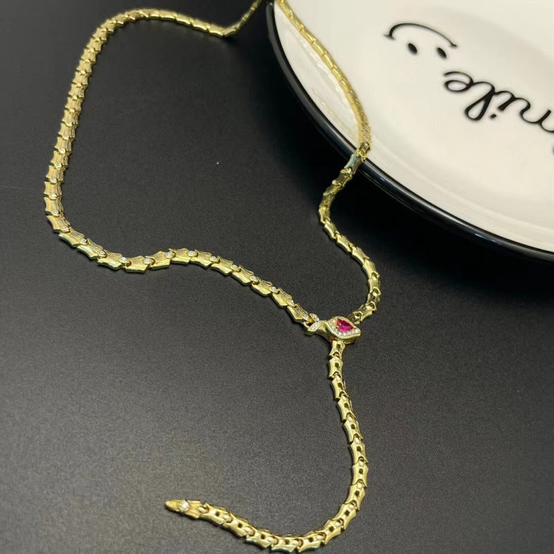 Gold Snake Necklace For Women Featuring 925 Sterling Silver Chain And Pendant With Snake Chain Design