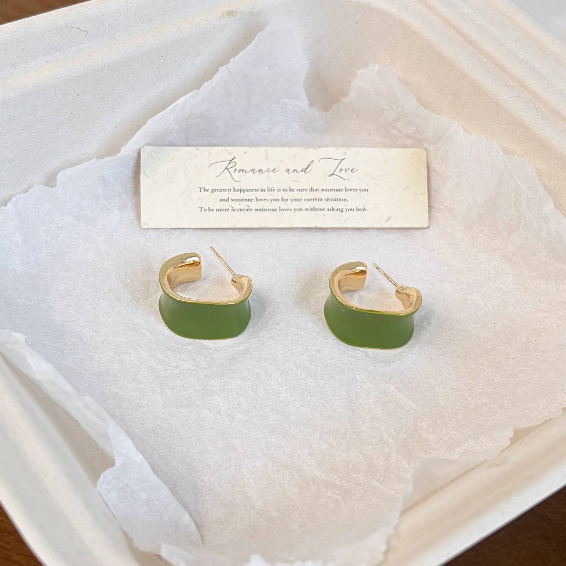 C Shape Stud Earrings For Women Featuring Enamel Craft In Multicolor With Copper Alloy Material