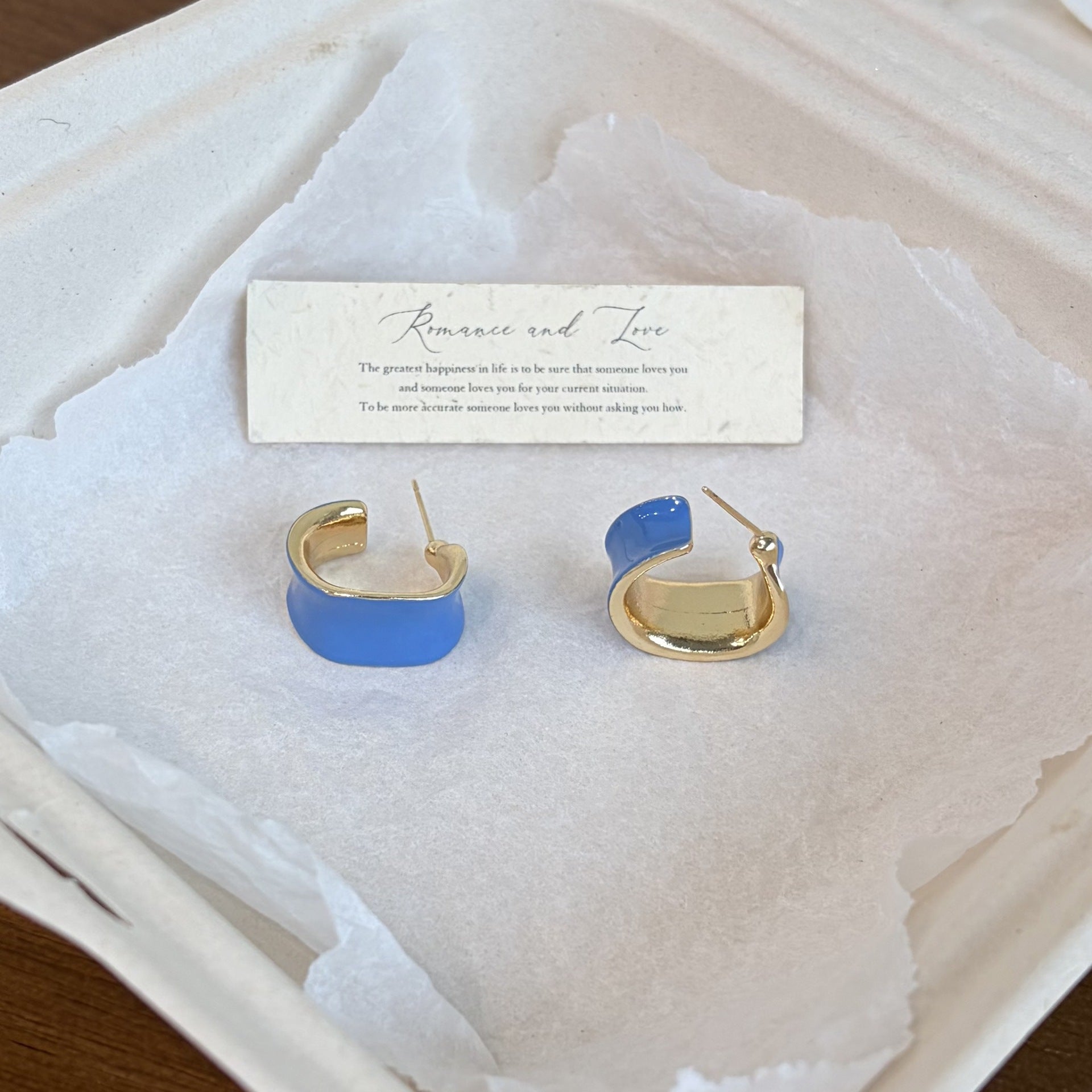 C Shape Stud Earrings For Women Featuring Enamel Craft In Multicolor With Copper Alloy Material