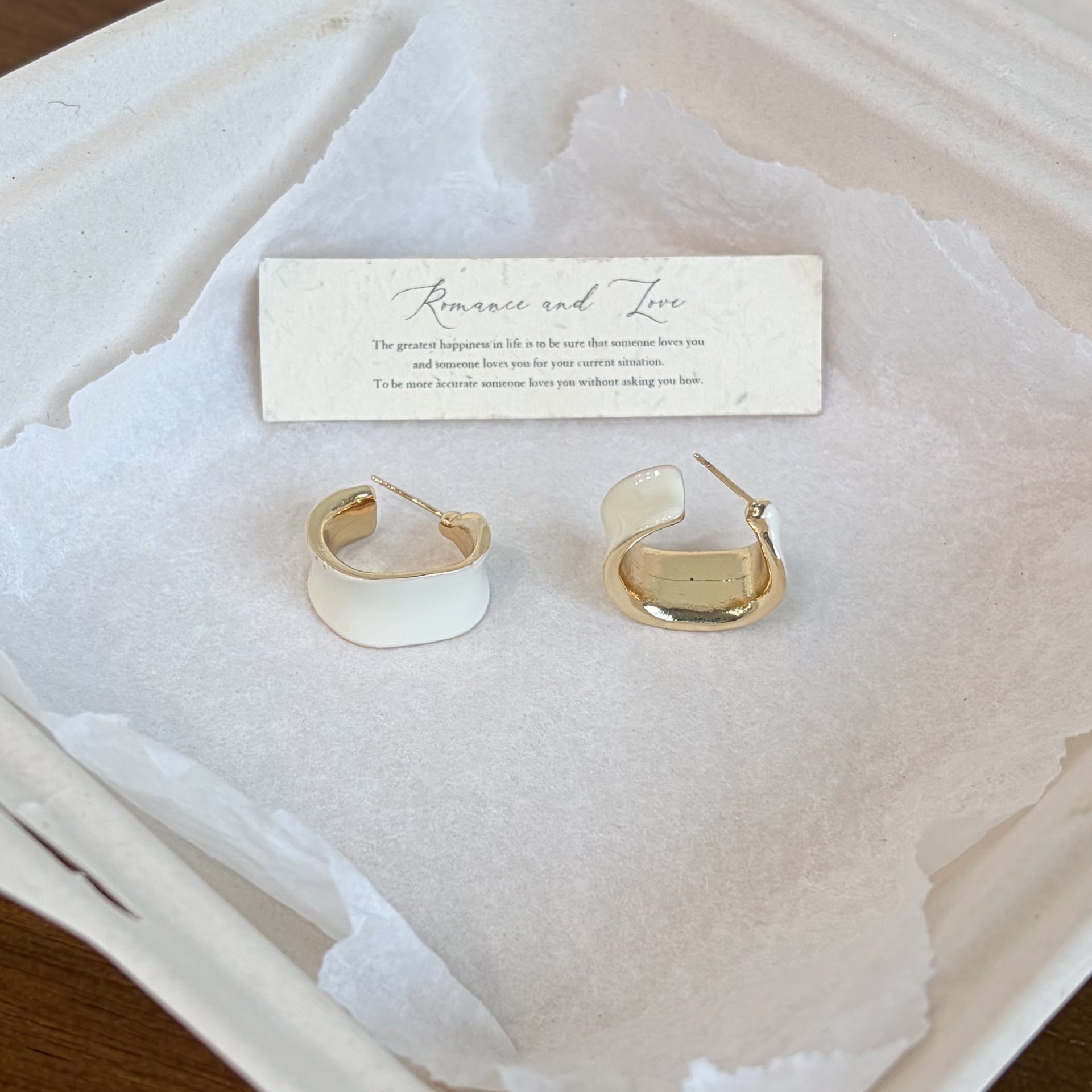 C Shape Stud Earrings For Women Featuring Enamel Craft In Multicolor With Copper Alloy Material