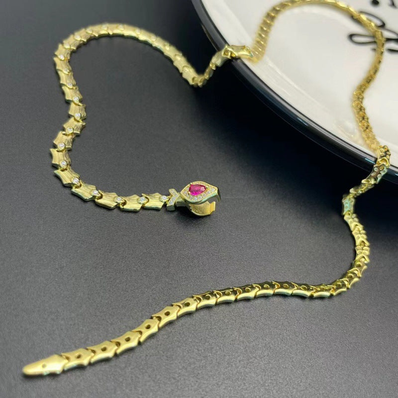 Gold Snake Necklace For Women Featuring 925 Sterling Silver Chain And Pendant With Snake Chain Design