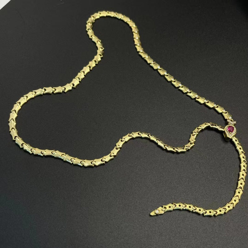 Gold Snake Necklace For Women Featuring 925 Sterling Silver Chain And Pendant With Snake Chain Design