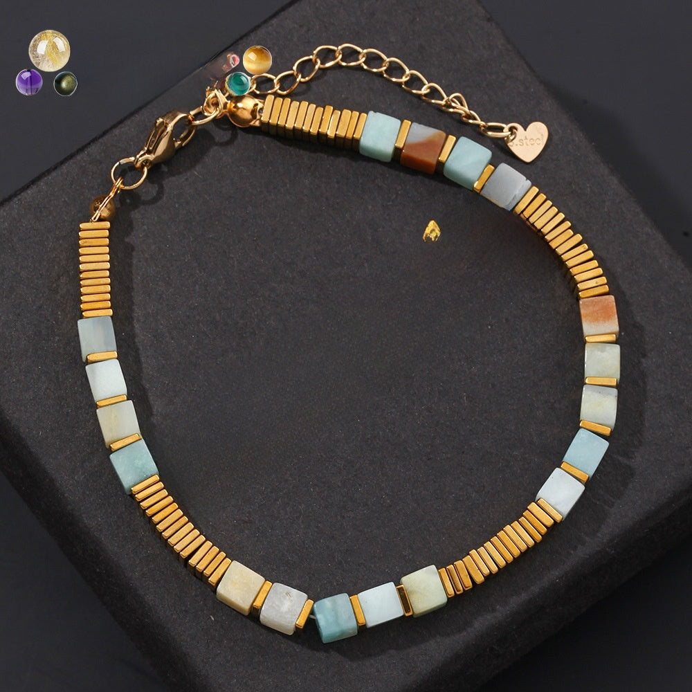 Handmade Unisex Tiger Eye Bracelets With Electroplated Golden Plated Finish