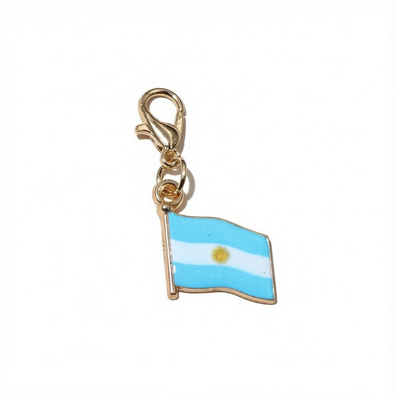 French Style National Flag Pendant With Enamel, Alloy Material, Lobster Clasp, Football World Cup Jewelry
