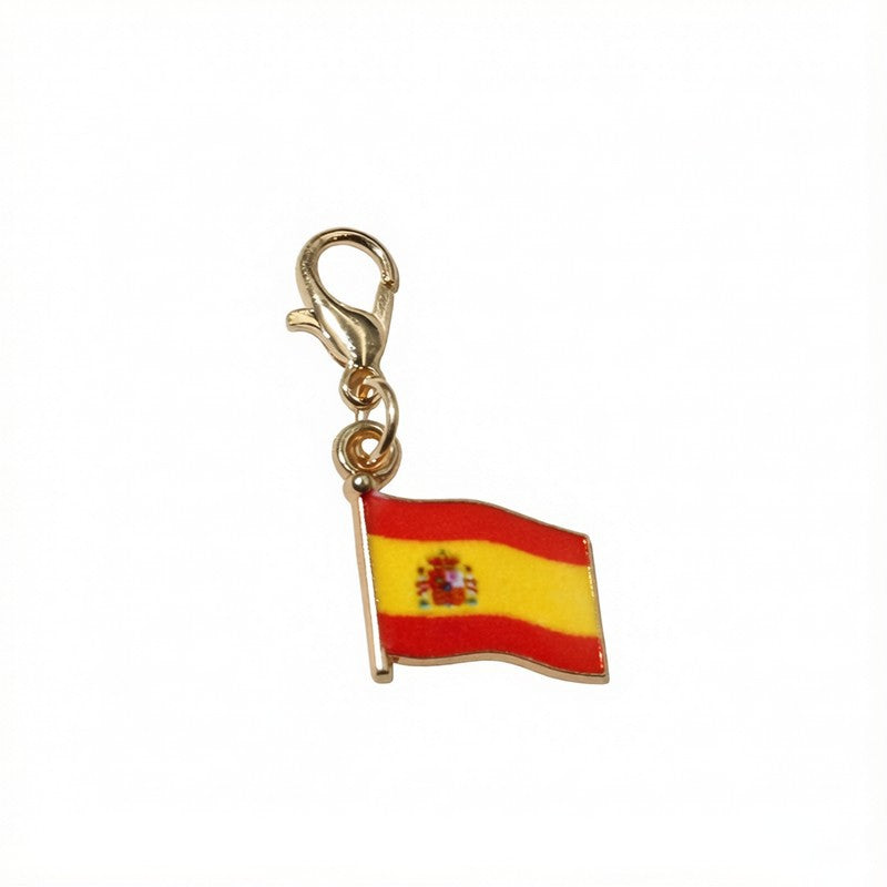 French Style National Flag Pendant With Enamel, Alloy Material, Lobster Clasp, Football World Cup Jewelry