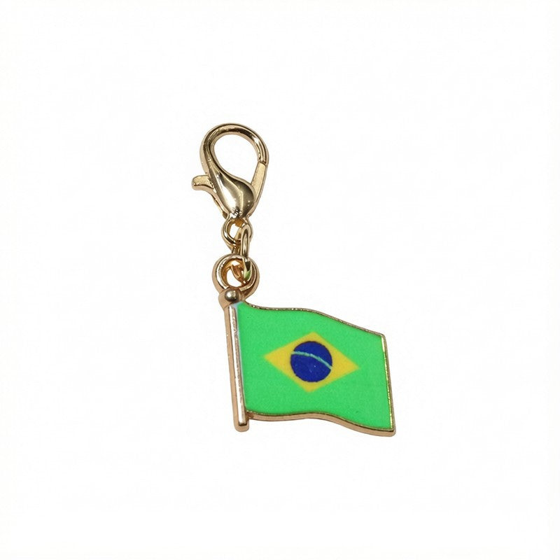 French Style National Flag Pendant With Enamel, Alloy Material, Lobster Clasp, Football World Cup Jewelry