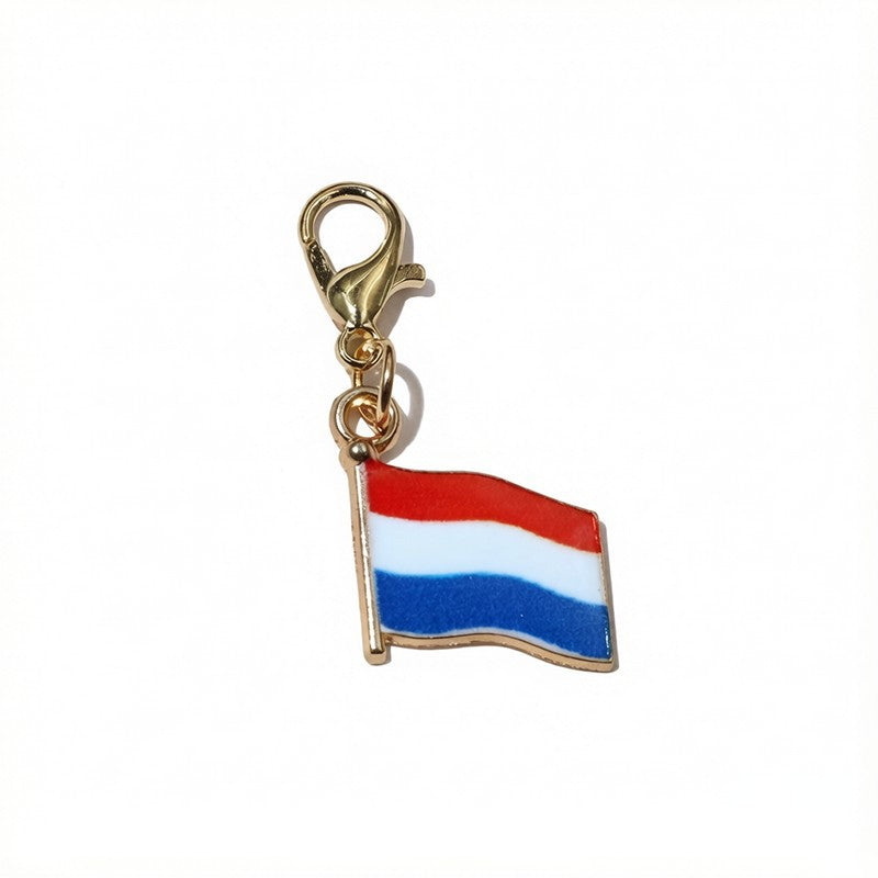 French Style National Flag Pendant With Enamel, Alloy Material, Lobster Clasp, Football World Cup Jewelry