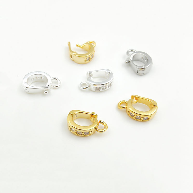 Copper Jewelry Buckle With 18K Real Gold Plated Electroplated Finish Featuring Zircon Inlay In Gold For Commute Style
