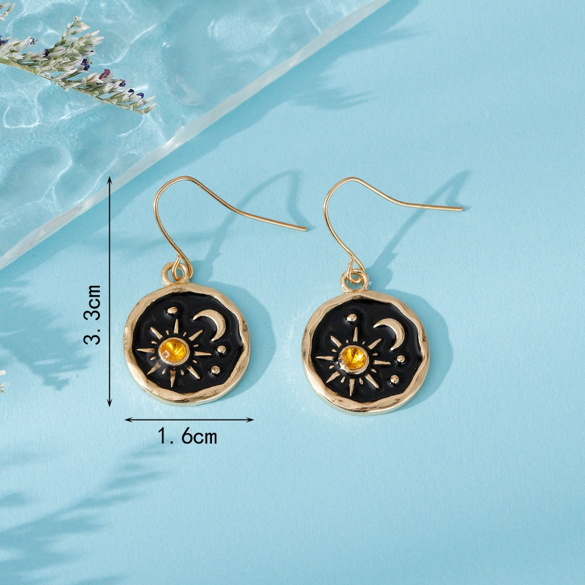 Novelty Sun Stud Earrings In Colour Featuring Enamel Craft And Titanium Alloy Ear Pins For Unisex