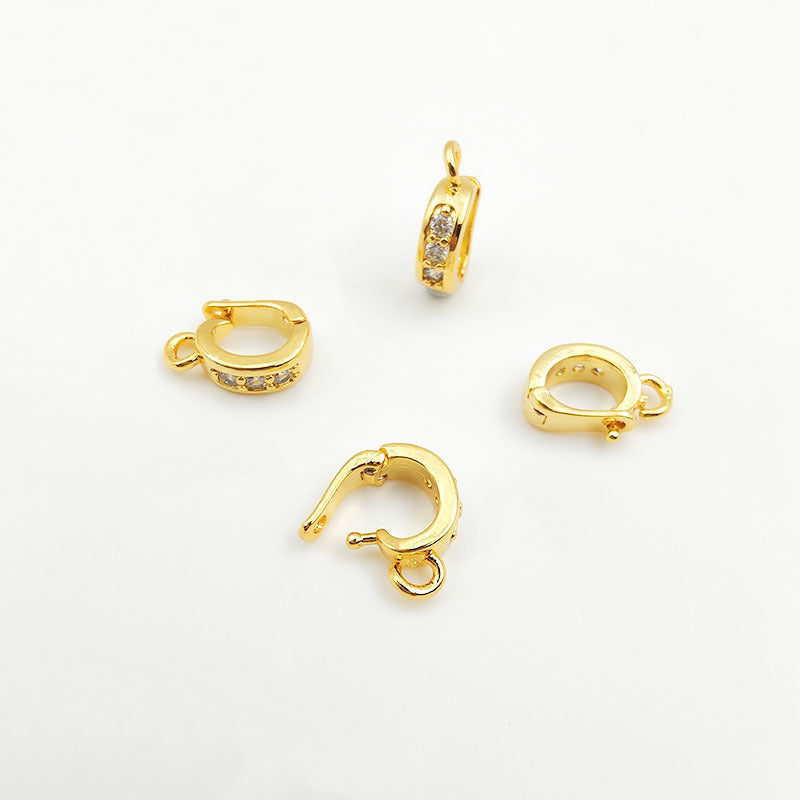 Copper Jewelry Buckle With 18K Real Gold Plated Electroplated Finish Featuring Zircon Inlay In Gold For Commute Style