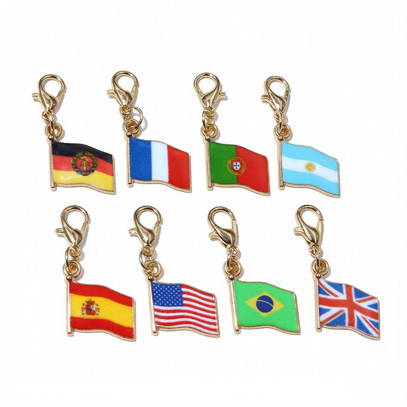 French Style National Flag Pendant With Enamel, Alloy Material, Lobster Clasp, Football World Cup Jewelry