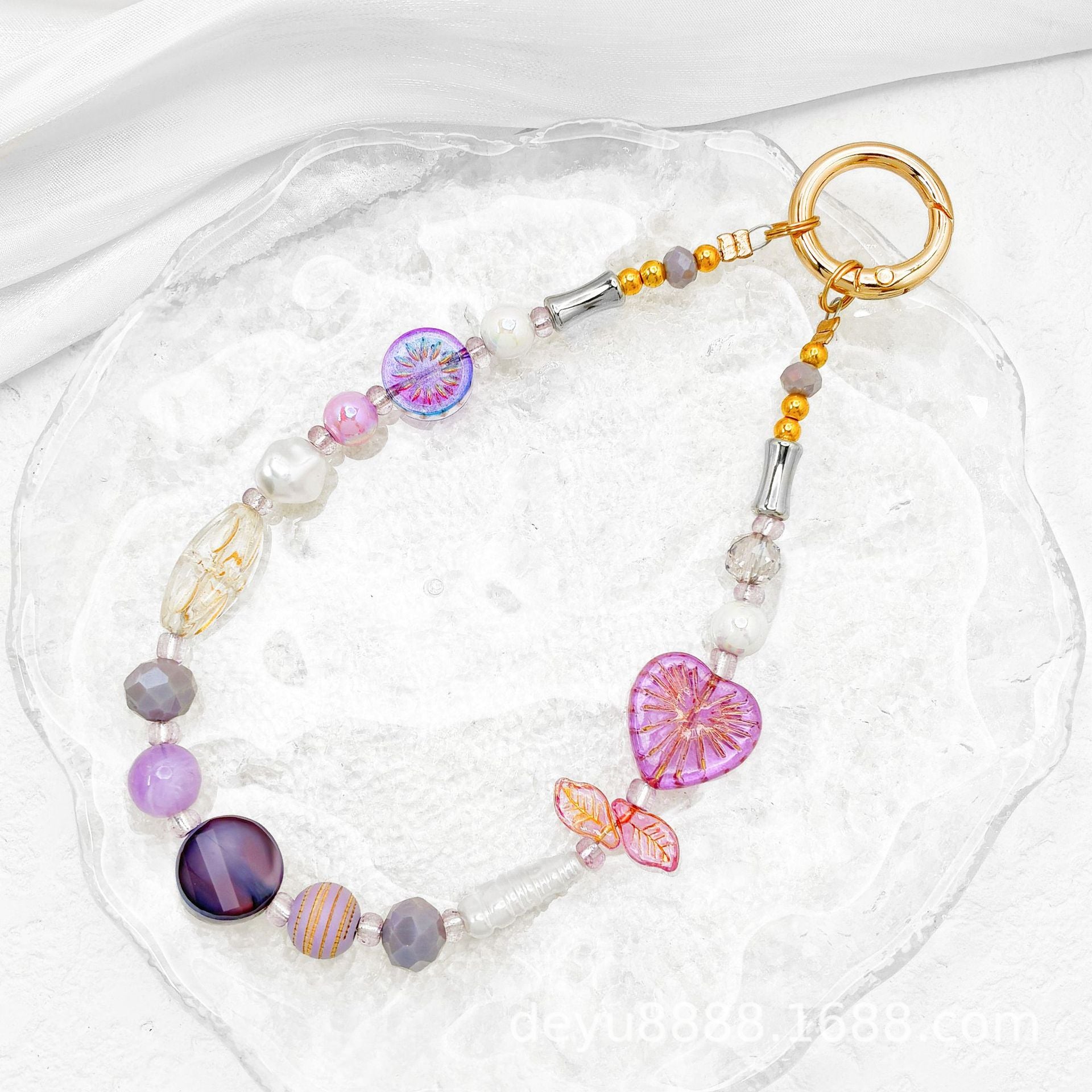 Lucky Heart Pendant Handmade With Beaded Chain, Original Design Jewelry Accessories In Plastic
