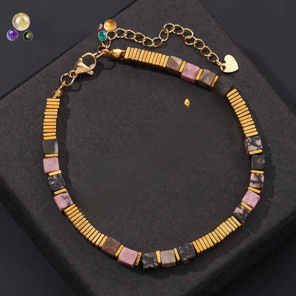 Handmade Unisex Tiger Eye Bracelets With Electroplated Golden Plated Finish