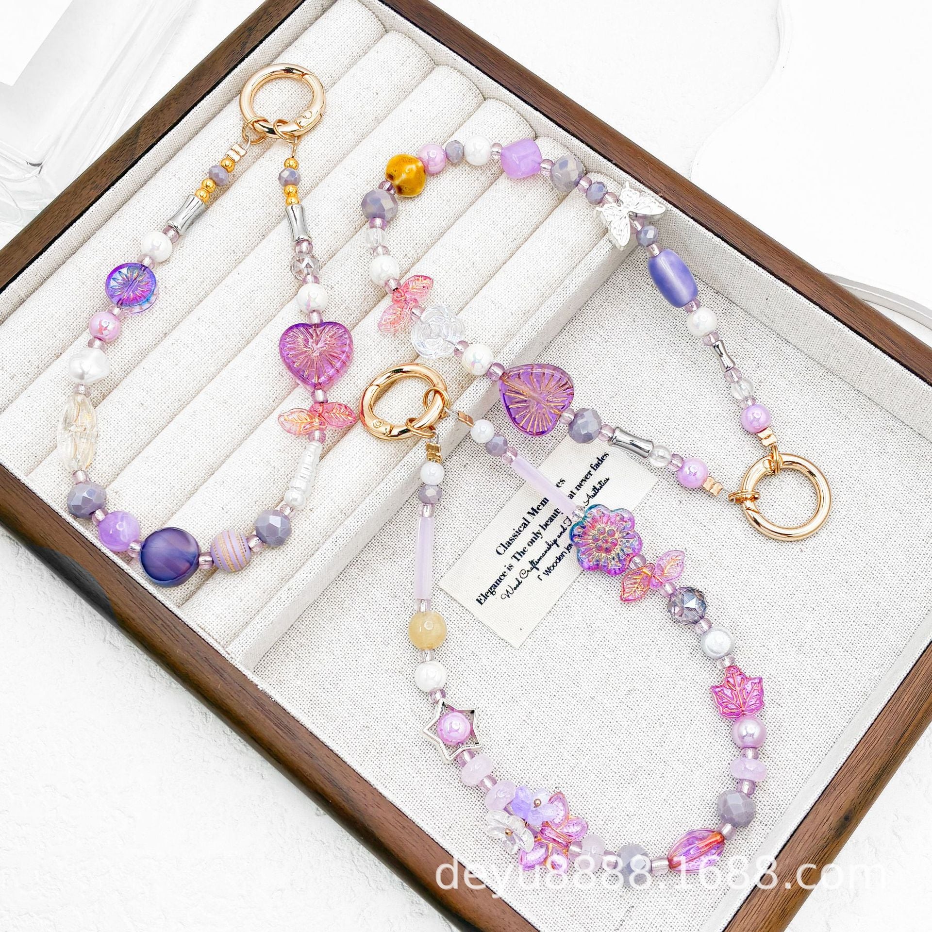 Lucky Heart Pendant Handmade With Beaded Chain, Original Design Jewelry Accessories In Plastic