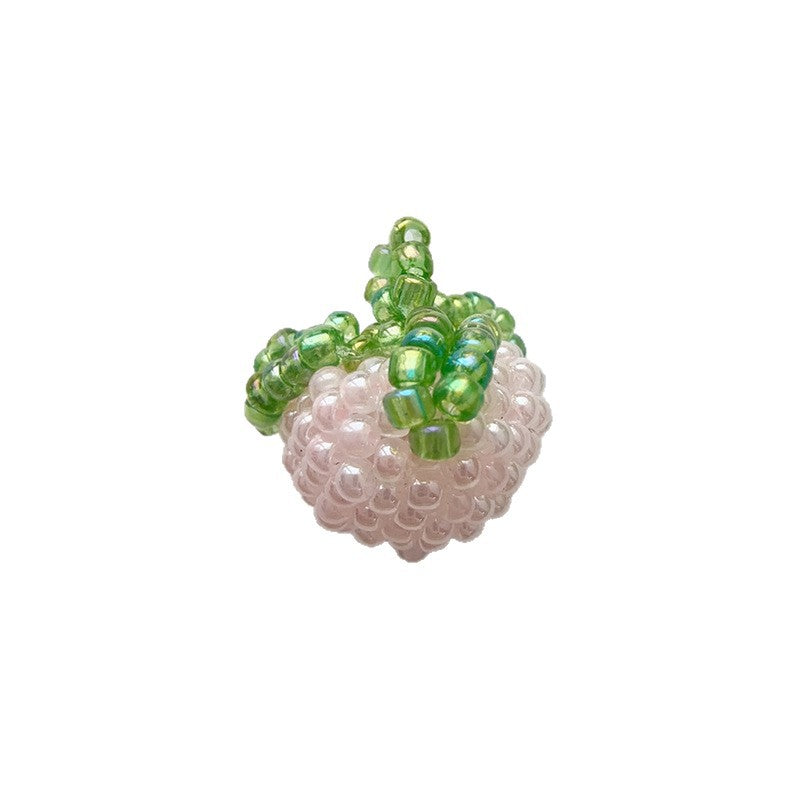Handmade Strawberry Pendant With Beads In Natural Pink, Sweet Style Jewelry Accessories