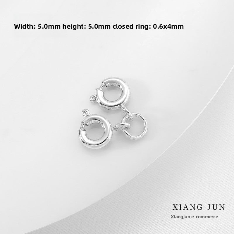 Electroplated Titanium Steel Jewelry Buckle With Double Ring Pattern, Spring Ring Clasp, 18K Gold Plated, 5mm Diameter, 1 PCS