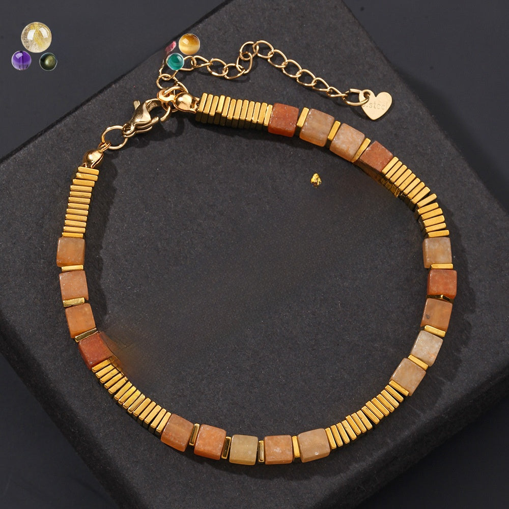 Handmade Unisex Tiger Eye Bracelets With Electroplated Golden Plated Finish