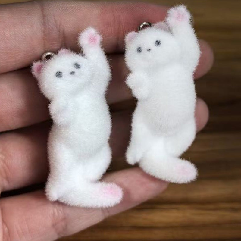 Cat Resin Pendant Featuring Flocking Craftsmanship In Cartoon Style Jewelry Accessories