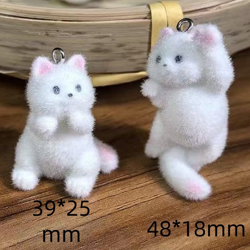 Cat Resin Pendant Featuring Flocking Craftsmanship In Cartoon Style Jewelry Accessories