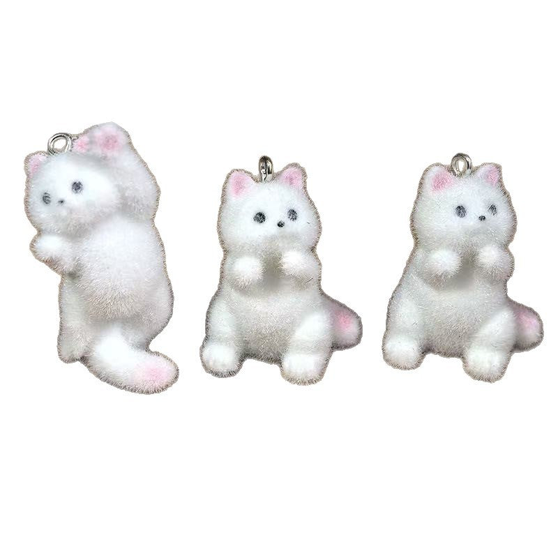 Cat Resin Pendant Featuring Flocking Craftsmanship In Cartoon Style Jewelry Accessories