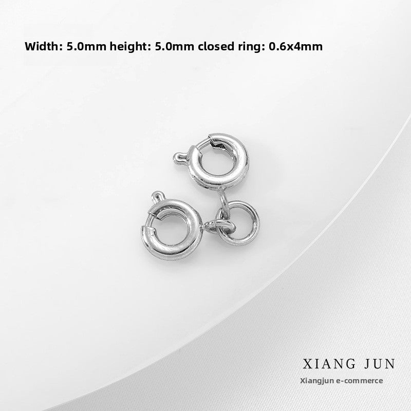 Electroplated Titanium Steel Jewelry Buckle With Double Ring Pattern, Spring Ring Clasp, 18K Gold Plated, 5mm Diameter, 1 PCS