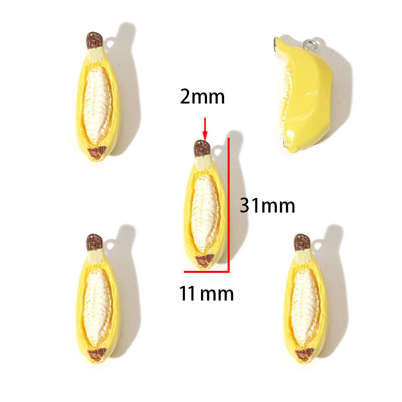 Banana Resin Pendant Featuring Epoxy Craftsmanship For Jewelry Accessories