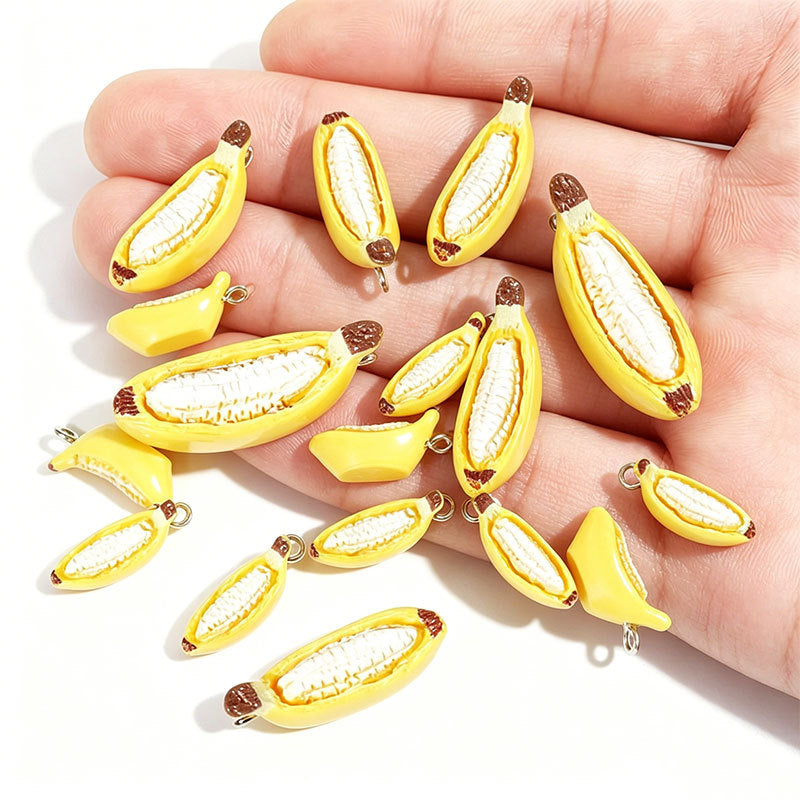 Banana Resin Pendant Featuring Epoxy Craftsmanship For Jewelry Accessories