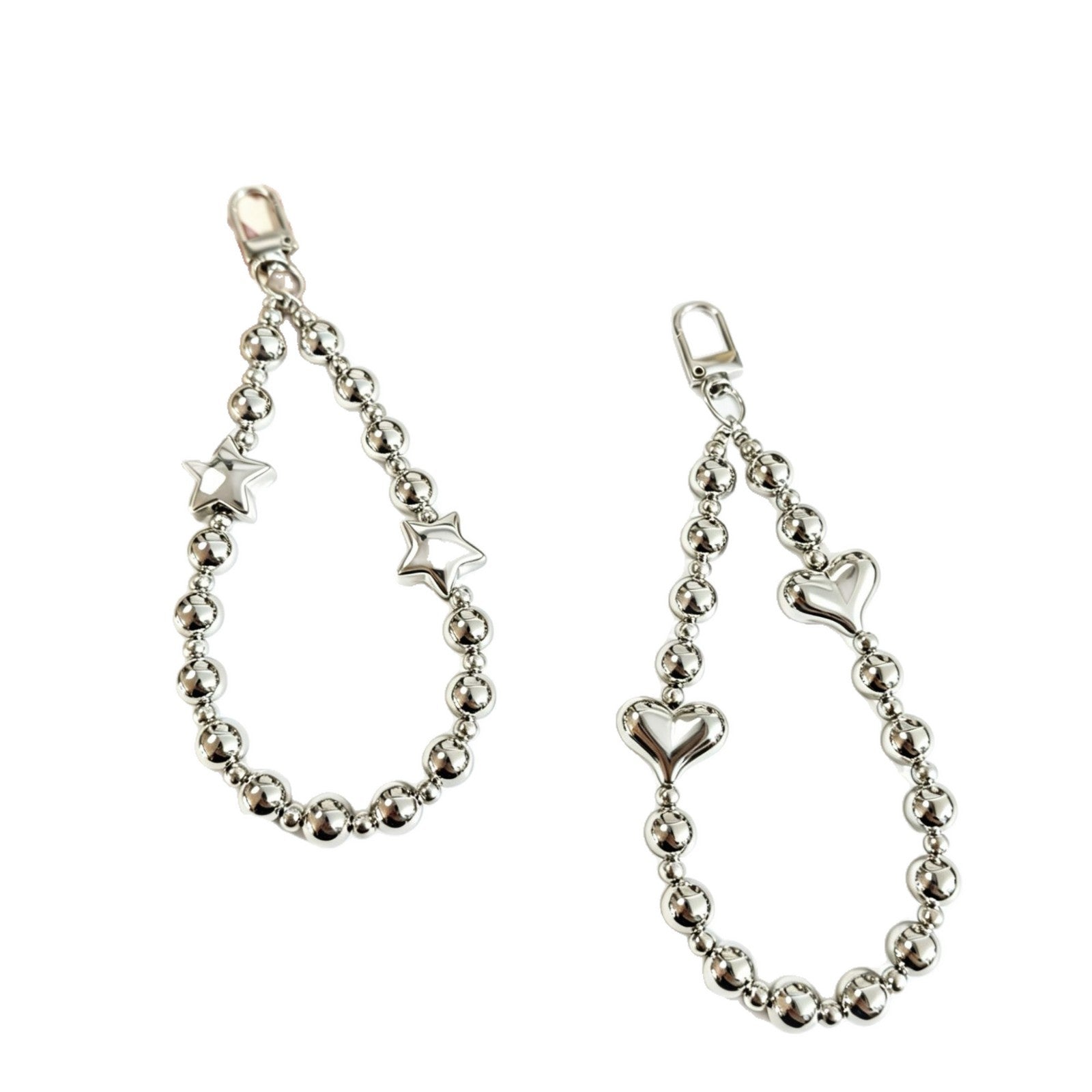 Heart Shape Electroplated Silver Key Chain With Acrylic Material In Sweet Style
