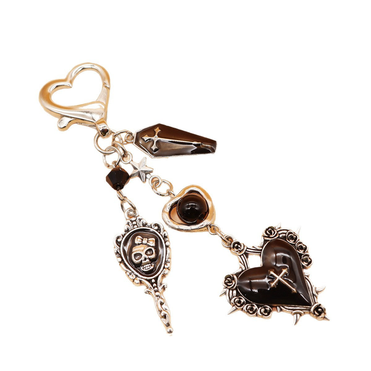 Handmade Halloween Cross Key Chain In Alloy Featuring Punk Style Design